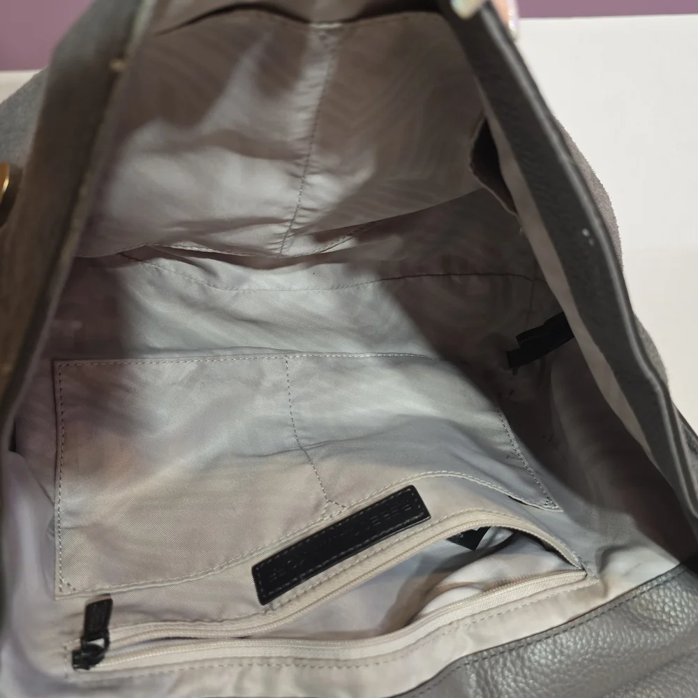 Rebecca Minkoff Medium Keith Grey Leather & Suede Messenger Satchel